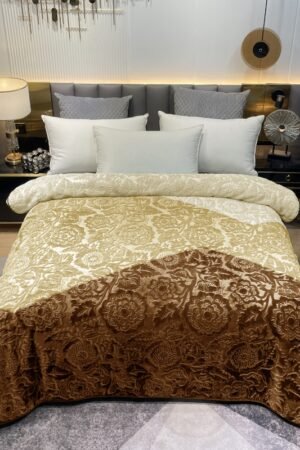 ATC Beddings Fortuner Brown Luxury Embossed Blanket
