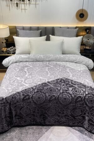 ATC Beddings Fortuner Grey Luxury Embossed Blanket