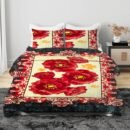 ATC Diana Red Floral 2 Ply Embossed Blanket