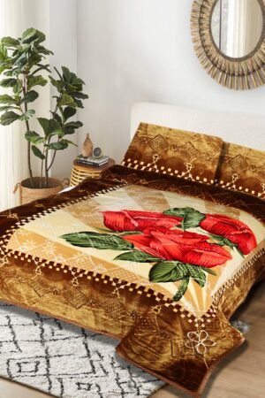 ATC Diana Brown Floral 2 Ply Embossed Blanket