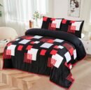 ATC Nova Black Red Geometric Flannel Blanket