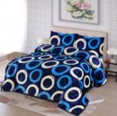 Blue circle flannel blanket set by ATC Beddings for luxurious winter comfort