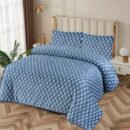 Premium blue geometric flannel blanket by ATC Beddings for winter comfort