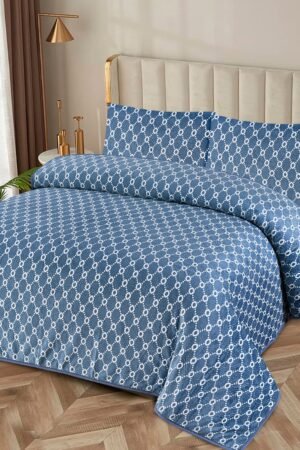 Premium blue geometric flannel blanket by ATC Beddings for winter comfort