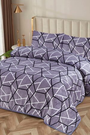 Blue floral flannel blanket set by ATC Beddings offering premium warmth and luxurious comfort