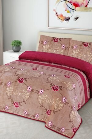 Luxury beige floral flannel blanket by ATC Beddings for cozy winter comfort