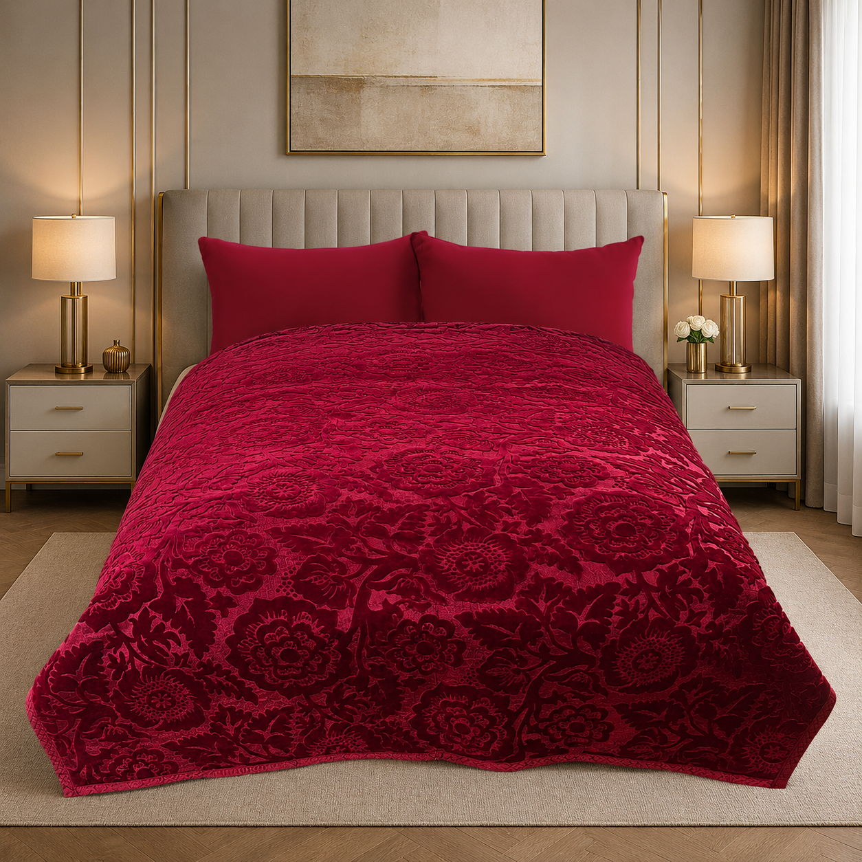 ATC Red Rose Double Bed Blanket in Pakistan - Image 2